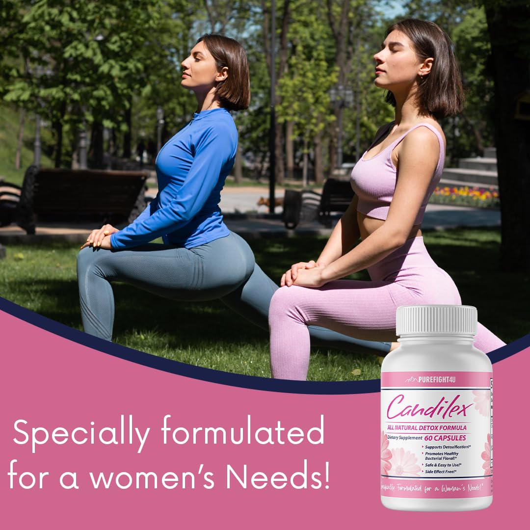 PureFight4U Candilex All-Natural Detox Formula, Supports Detoxification & Healthy Bacterial Flora, Formulated for Woman's Need | Dietary Supplement 60 Capsules