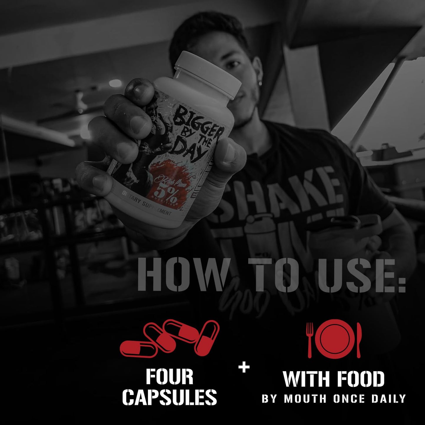 5% Nutrition Rich Piana BiggerByTheDay | Anabolic Muscle Builder, Hardcore Mass Gainer | Turkesterone, HICA, Epicatechin, Leucine | 120 Capsules (30 Servings)