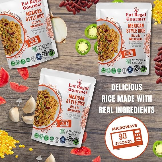 Eat Regal 6 Flavor Ready to Eat Variety Pack of 6 88oz Jasmine Spanish Long Grain White Cilantro Lime Mexican and Veg Fried Rice Side Dish Microwavable Food Rice Microwavable Heat and Eat