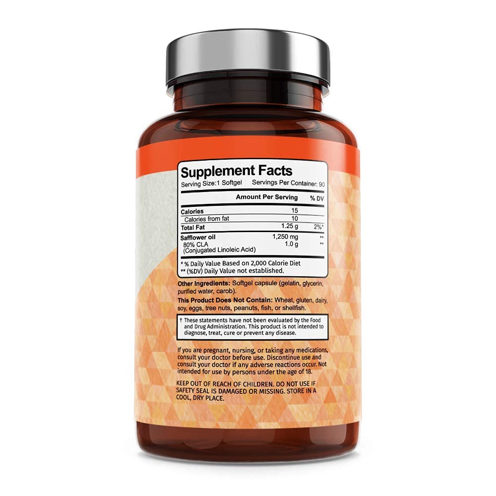 Vitamin Bounty CLA 1250mg - Conjugated Linoleic Acid, CLA for Women and Men, CLA Pills, CLA Capsules, Non Stimulating & Premium Quality - 90 Softgels