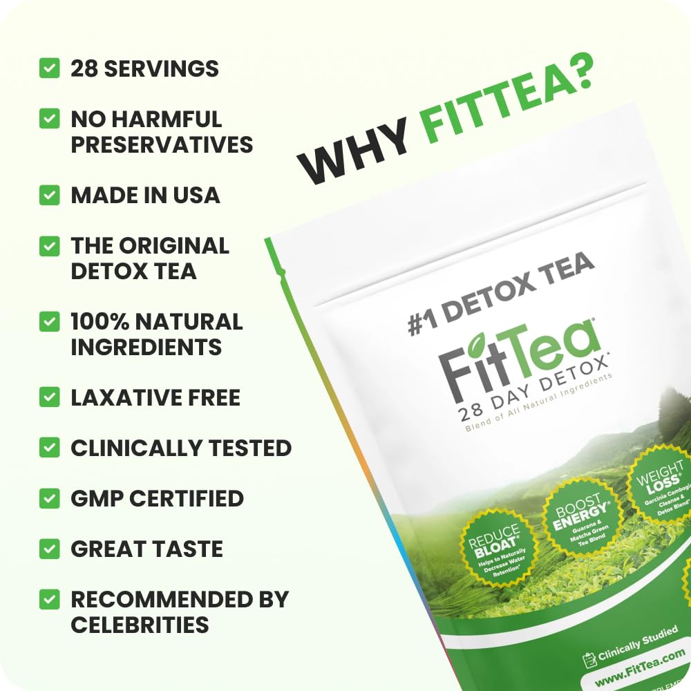 The ORIGINAL Fit Tea 28 Day Detox Tea - Detox Cleanse Tea for Women and Men - Clinically Tested Slim Tea Detox Drink