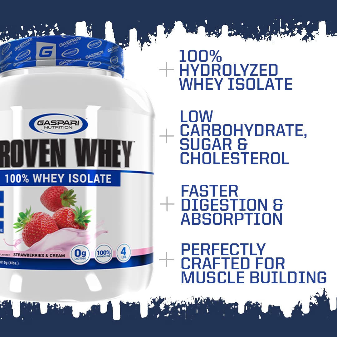 Gaspari Nutrition Proven Whey, 100% Hydrolyzed Whey Isolate, High Protein, Lactose Free, Low Carbohydrate and Low Sugar (4 lb, Cinnamon French Toast)