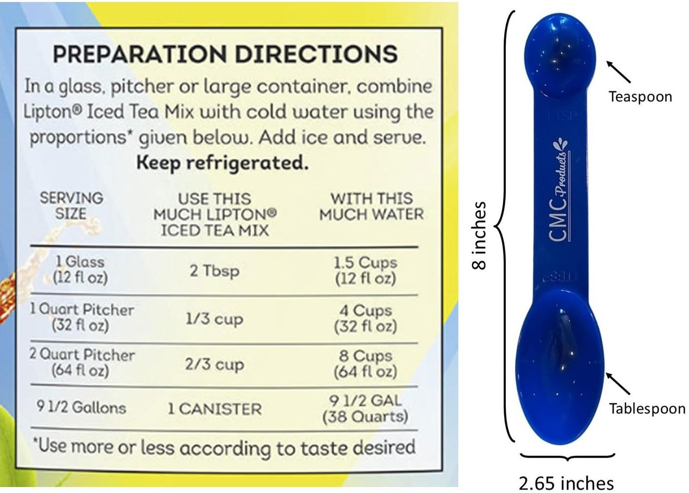 Lemon Sweetened Ice Tea Mix 898 oz with bonus CMC Products 2 in 1 tsp tbsp measuring spoon Lemon