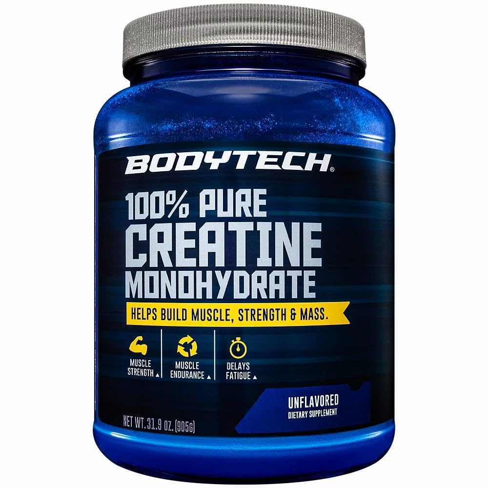 Body.Tech 100% Pure Creatine Monohydrate Powder Muscle Strength, Performance, and Recovery - Supports 31.9 Oz -181 Servings Unflavored