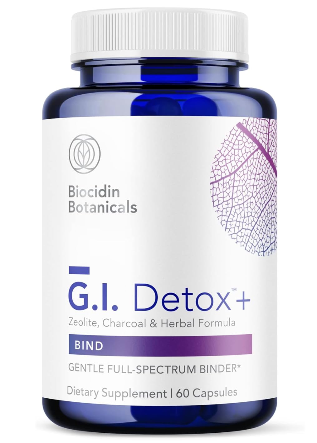 Biobotanical Research Bio-cidin G.I. Detox+ - Natural Toxin Binder with Activated Charcoal & Zeolite (60 Count)