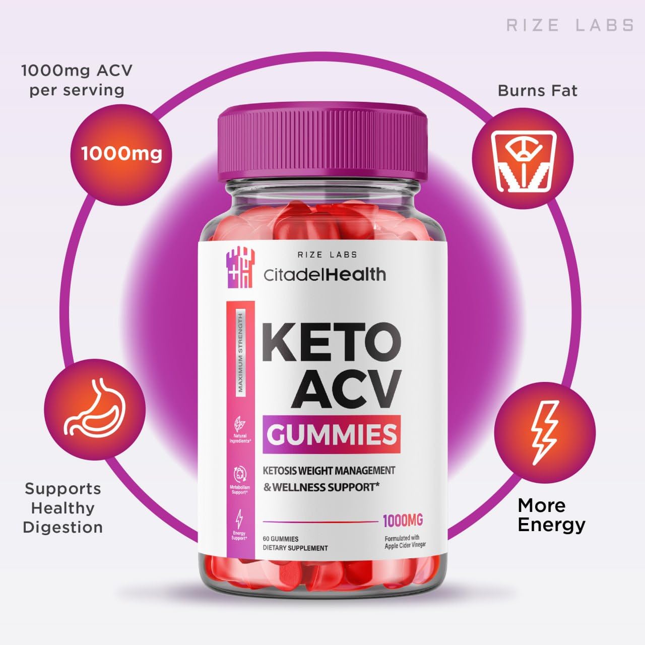 (2 Pack) Citadel Health Keto Gummies - Citadel Health Keto ACV Gummies for Advanced Weight Loss Body Boost Keto Gummies with Apple Cider Vinegar Supplement Belly Fat (120 Gummies)