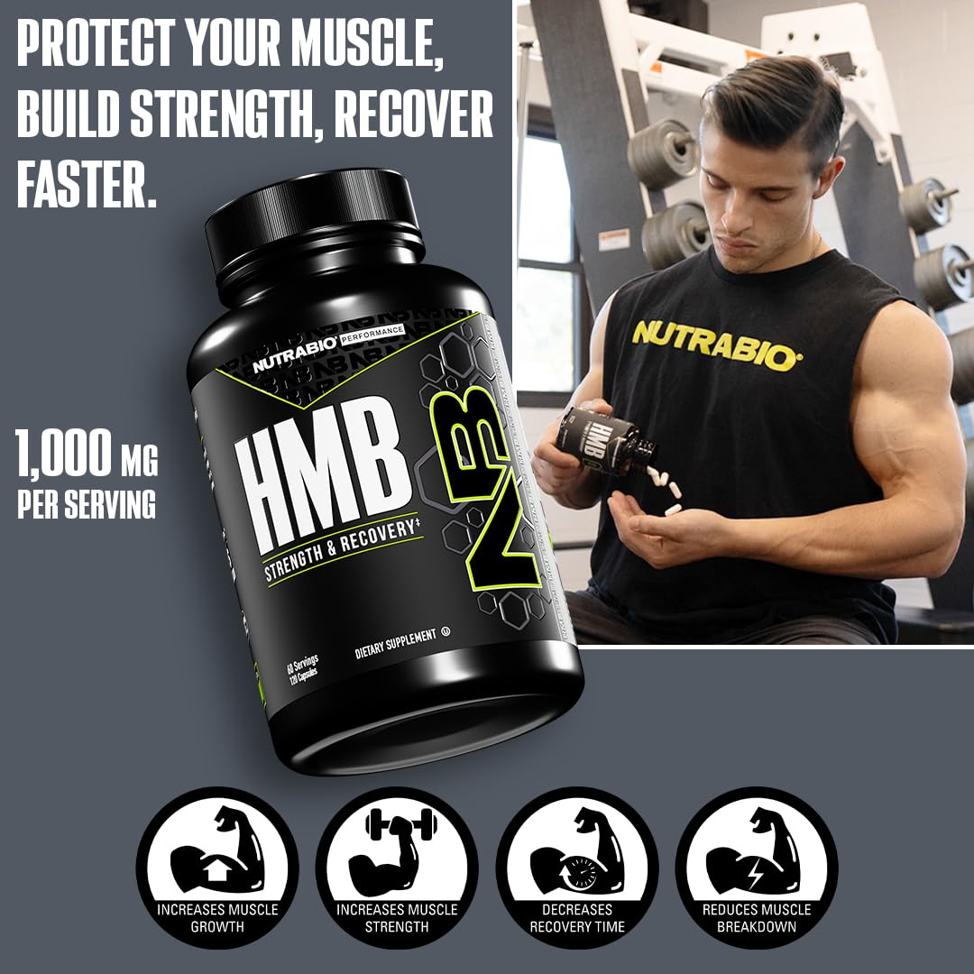 NutraBio HMB Supplement- HMB 1000mg- 120 Capsules