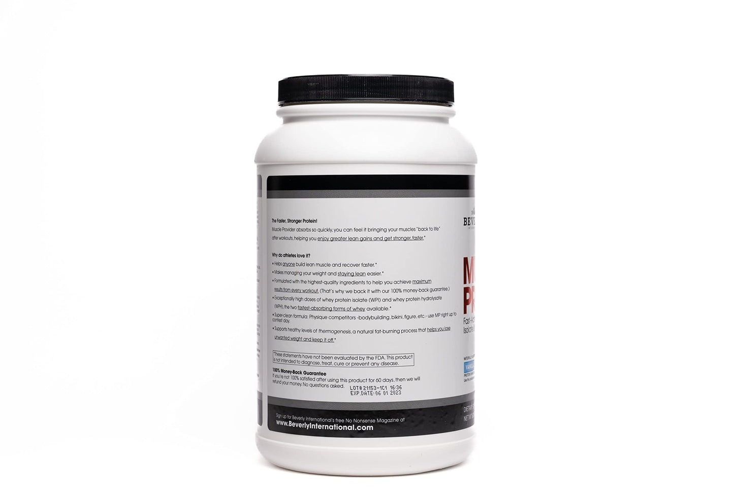 Beverly International Muscle Provider, 30 Servings, Vanilla. Super-Fast-Absorbing Whey Protein Powder for Recovery, Lean Muscle. Fills Your Muscles, not Your Stomach. Tastes Like Ice Cream