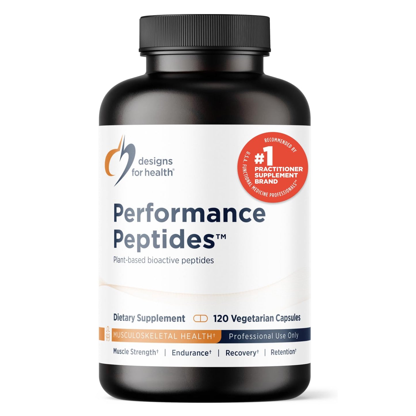 Designs for Health Performance Peptides - Supports Muscle Health, Healthy Aging & Body Composition - Plant-Based Peptide Muscle Recovery Supplements (120 Capsules)