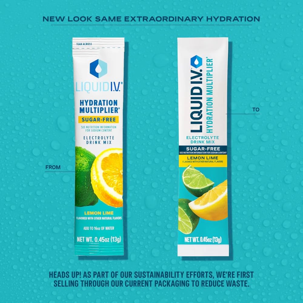 Liquid I.V.® Hydration Multiplier Sugar-Free - Lemon Lime | Electrolyte Powder Drink Mix | 1 Pack (14 Servings)