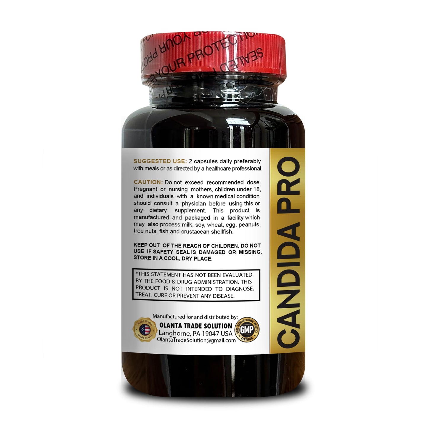 Generic Candida PRO - Advanced Gut Cleanse Detox for Women & Men, probiotics for Digestive Health, Pure caprylic Acid - 1 Bottle