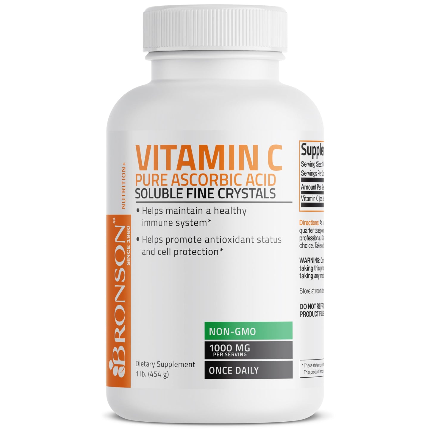 Vitamin C Powder Pure Ascorbic Acid Soluble Fine Non GMO Crystals - Promotes Healthy Immune System and Cell Protection - Powerful Antioxidant - 1 Pound (16 Ounces)