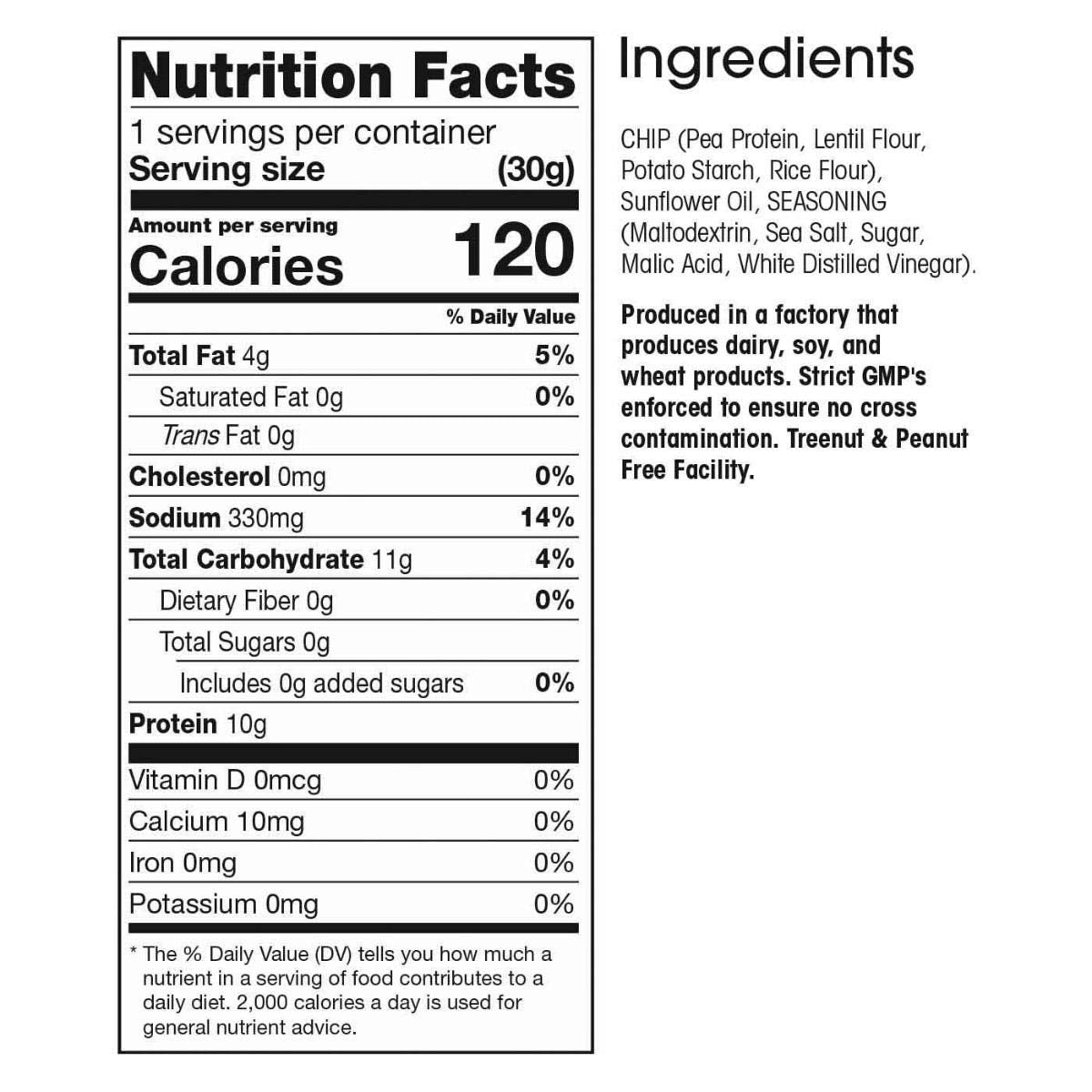 WonderSlim Pea Protein Snack Chips Salt Vinegar 120 Calories 10g Protein Gluten Free 12ct