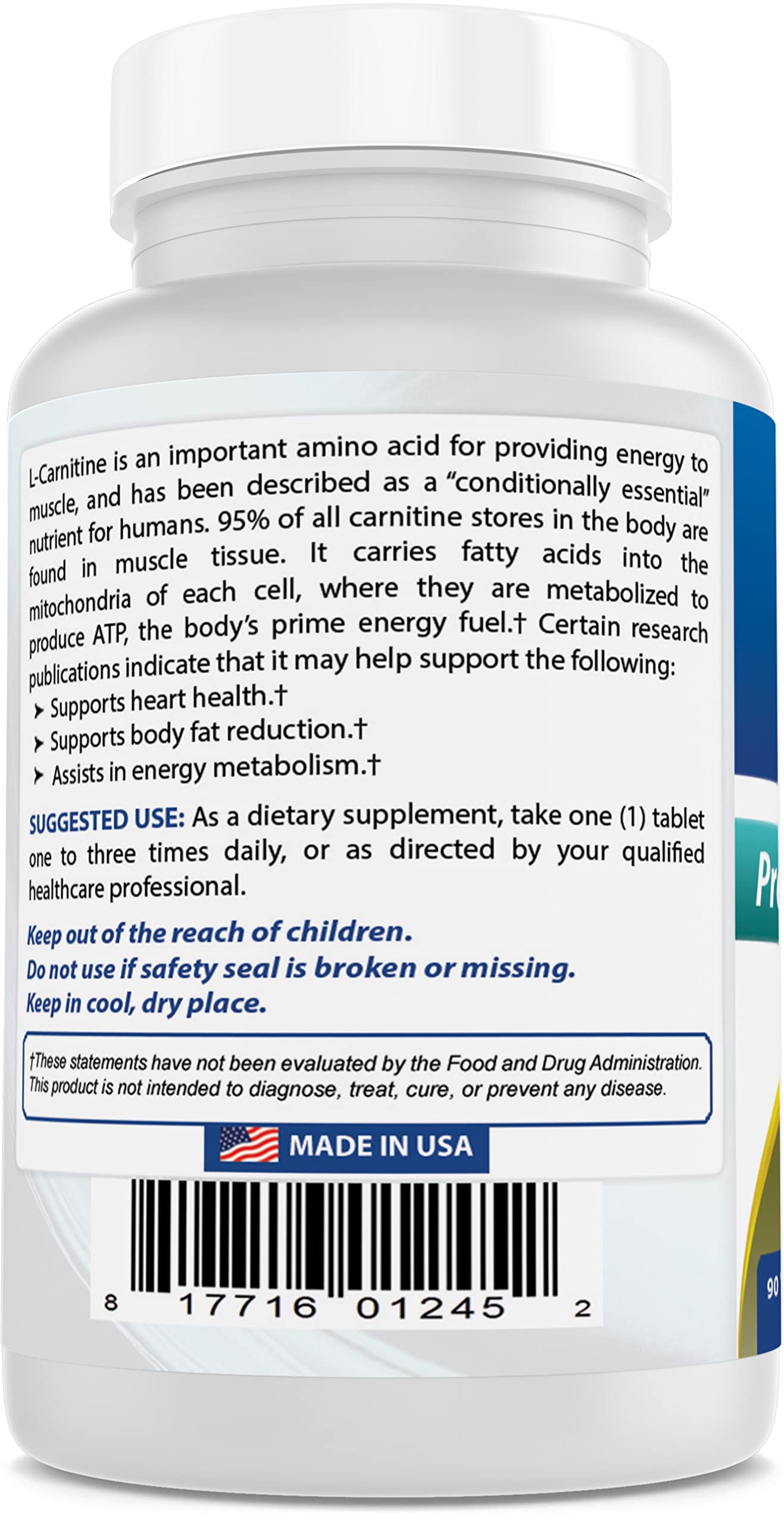 Best Naturals L-Carnitine Tartrate 500 mg 90 Tablets (90 Count (Pack of 3))