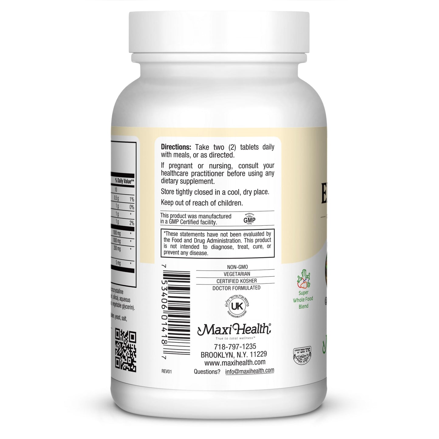 Maxi Health Max Energee - Natural Energy and Stamina Booster - 180 Tablets - Kosher
