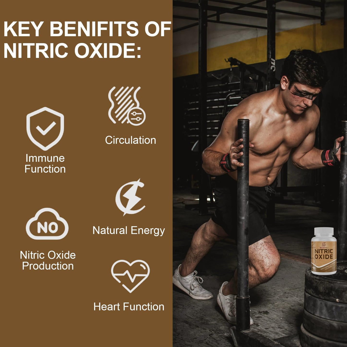 SehatiKu Nitric Oxide Supplement, Nitric Oxide Booster & 6-in-1 Phytonutrient Blend for Heart, Circulation, Immune - 90 Capsules (1 Bottle)