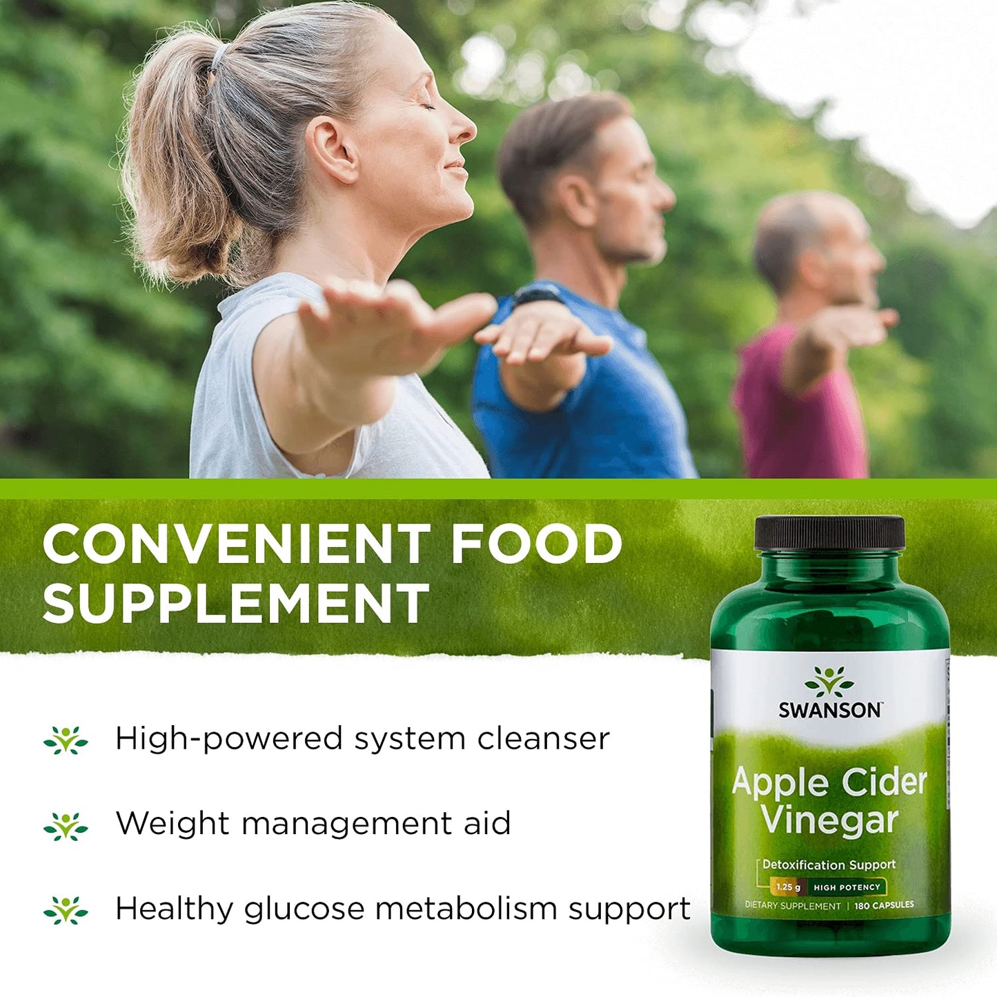 Swanson Apple Cider Vinegar Capsules - Supports Healthy Weight Loss & Digestive Health - Helps Support Metabolism and Maintain Glucose Profile - (180 Capsules, 625mg Each) 2 Pack