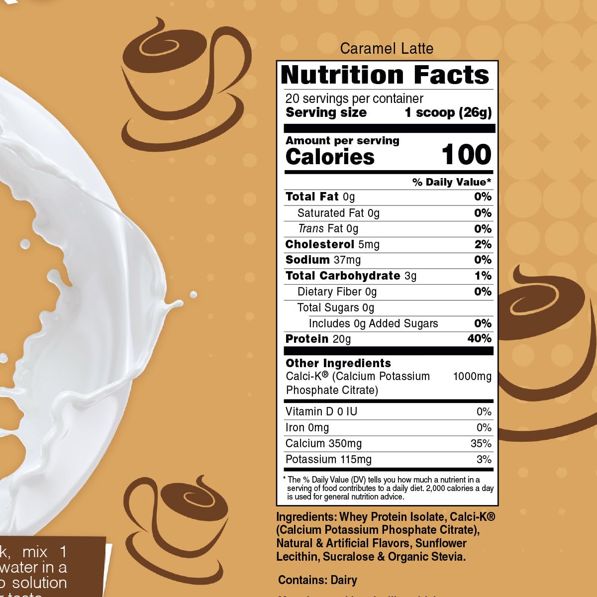 Bariatric Eating Inspire Caramel Latte Sugar-Free 20g Whey Protein Isolate Powder (20 Servings)