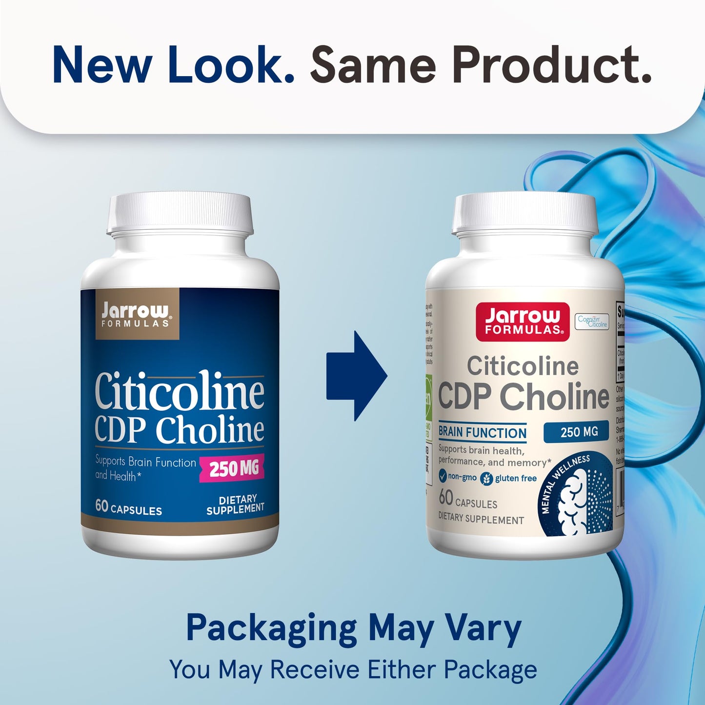 Jarrow Formulas Citicoline CDP Choline 250 MG, CDP Choline Supplement Supports Brain Health, Performance and Memory, 60 Capsules, Up to a 60 Day Supply