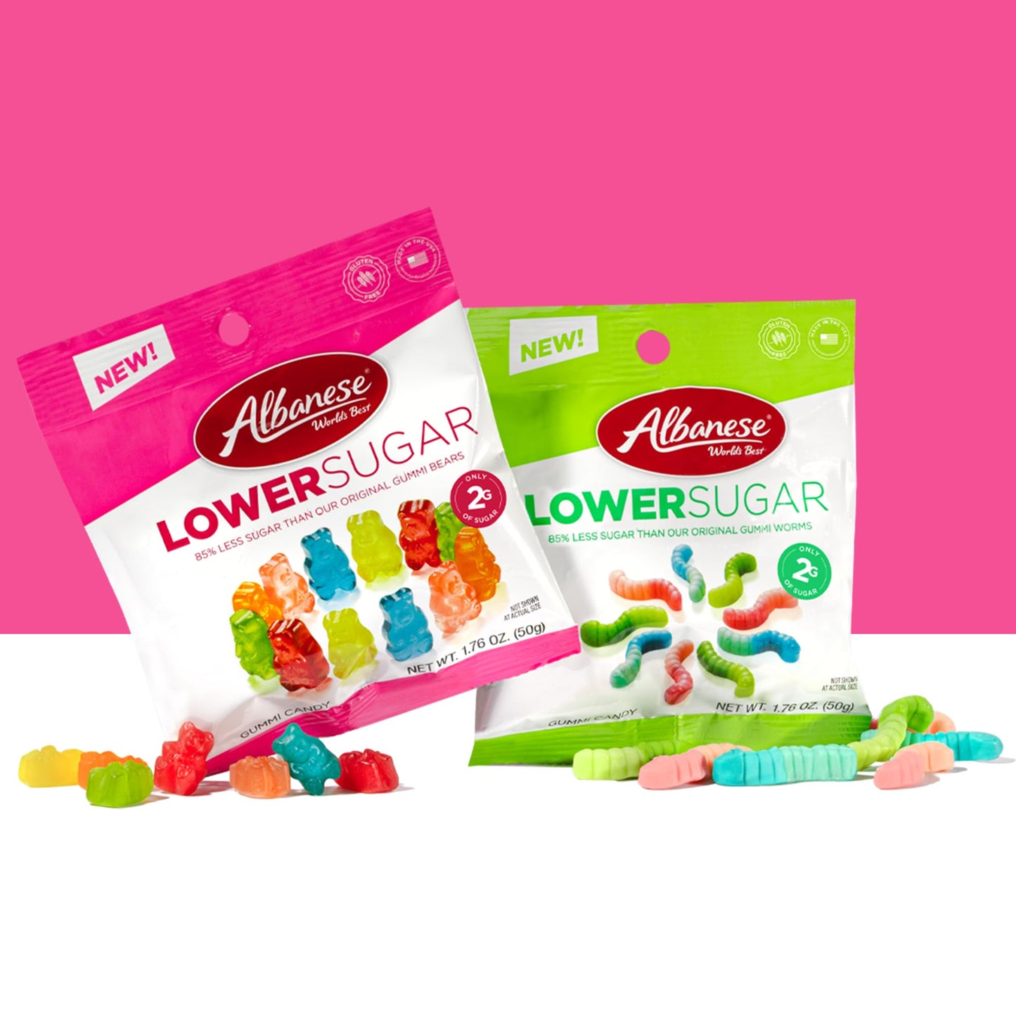 Albanese Worlds Best Lower Sugar Gluten Free Gummi Bears 176oz Bag of Candy Pack of 12