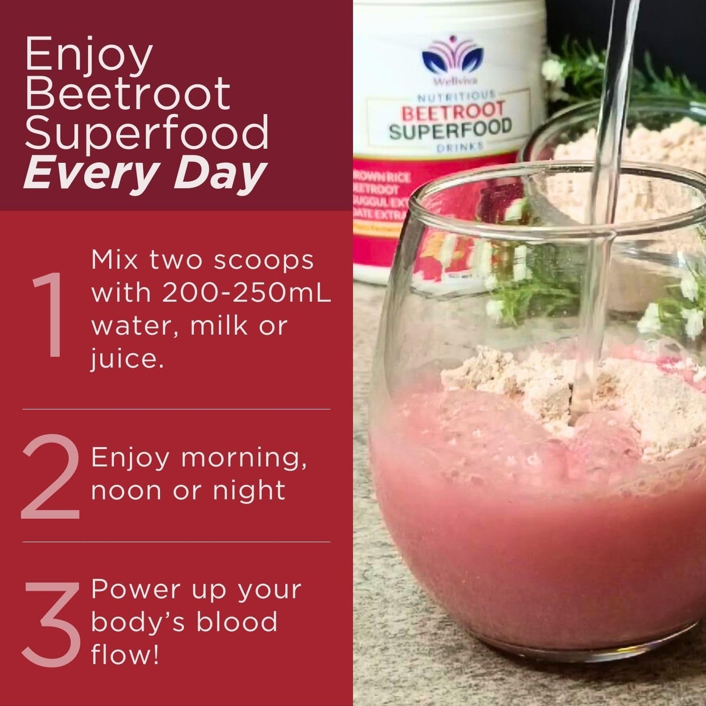 Wellviva Beetroot Superfood Nutritious Oat Drink 300g I Natural Nitric Oxide Booster, Prebiotic & Fiber with 101 Fruits & Vegetables, Boosts Metabolism, Superfood for Stamina, Beetroot Powder