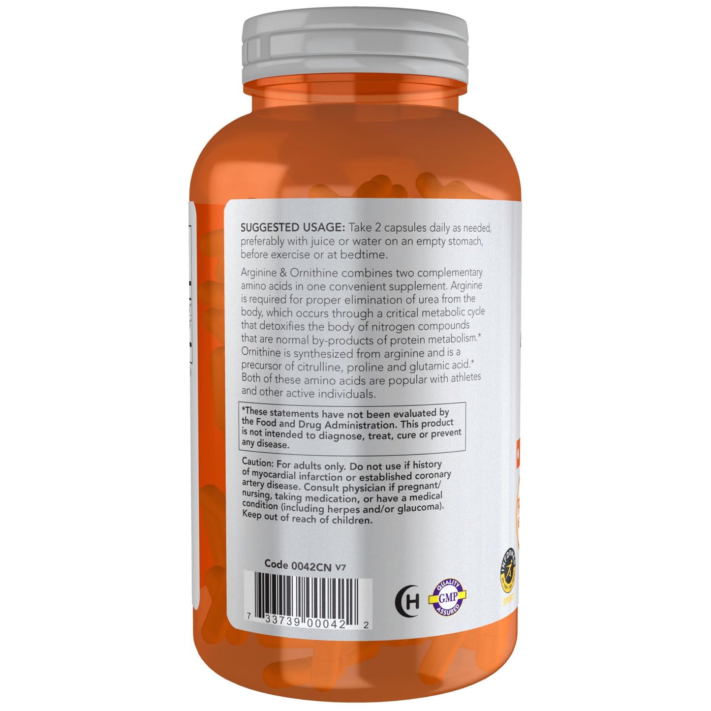 NOW Foods Sports Nutrition, Arginine & Ornithine 500/250 mg, Amino Acids, 250 Veg Capsules