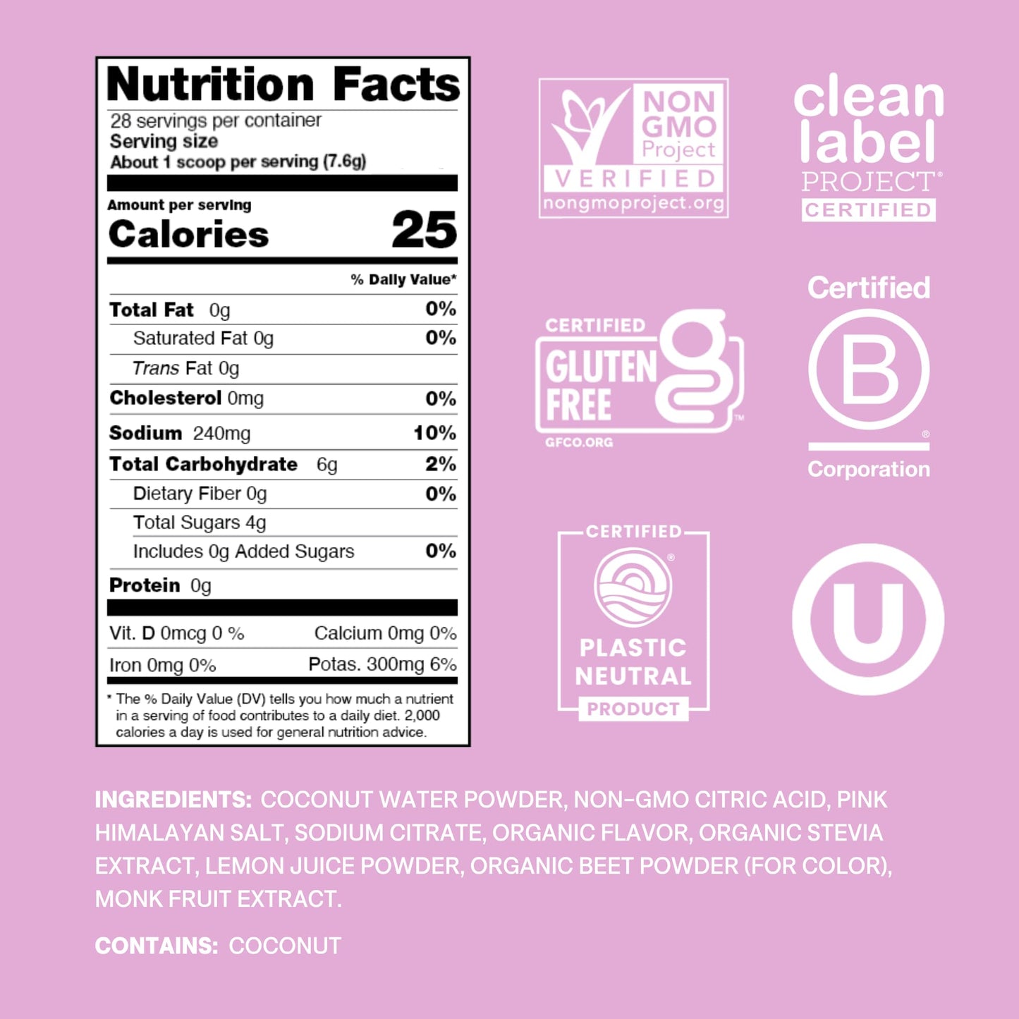 Cure Hydration | Plant-Based Electrolyte Drink Mix | No Added Sugar | FSA & HSA | Dehydration Relief Powder Made with Coconut Water | Non-GMO | Vegan | 28 Servings Jar - Watermelon