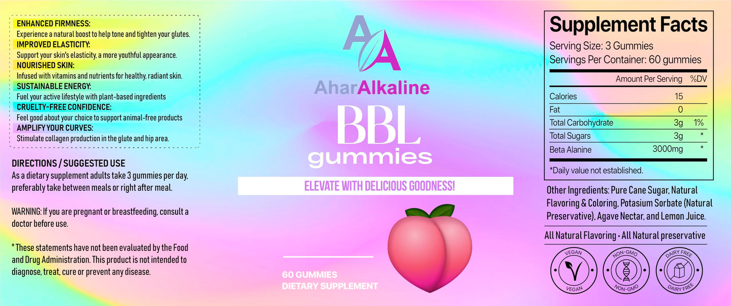 BBL Gummies, Beta- Alanine Gummies, Buttocks Builder, Workout Support Aid, Booty Gummies, Buttocks Builder, Workout Support Aid, Butt Enhancement, Glute Boost, Max Gains