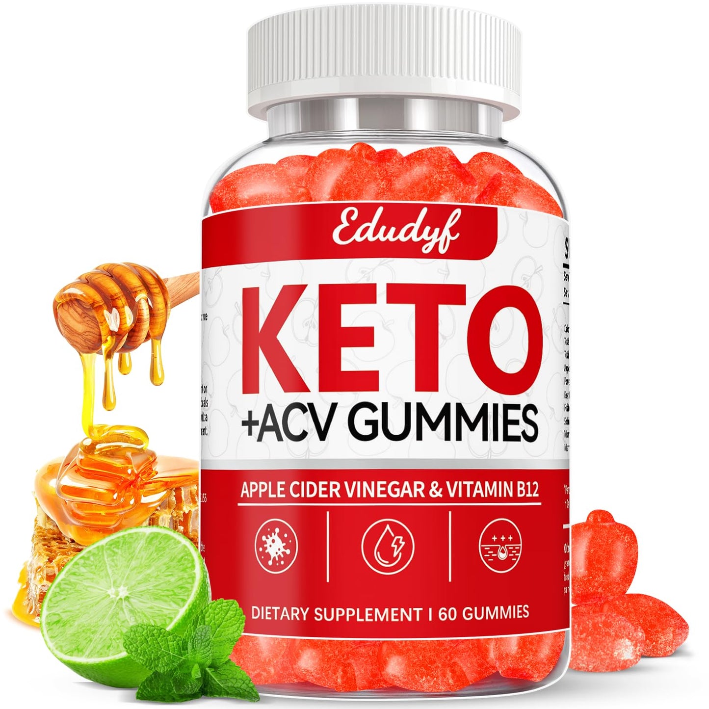 EDUDYF Natural Keto ACV Gummies for Women - Weight Loss,Curbs Cravings & Flat Tummy | Vegan, Gluten-Free, Sugar-Free | Supports Metabolism & Gut Health
