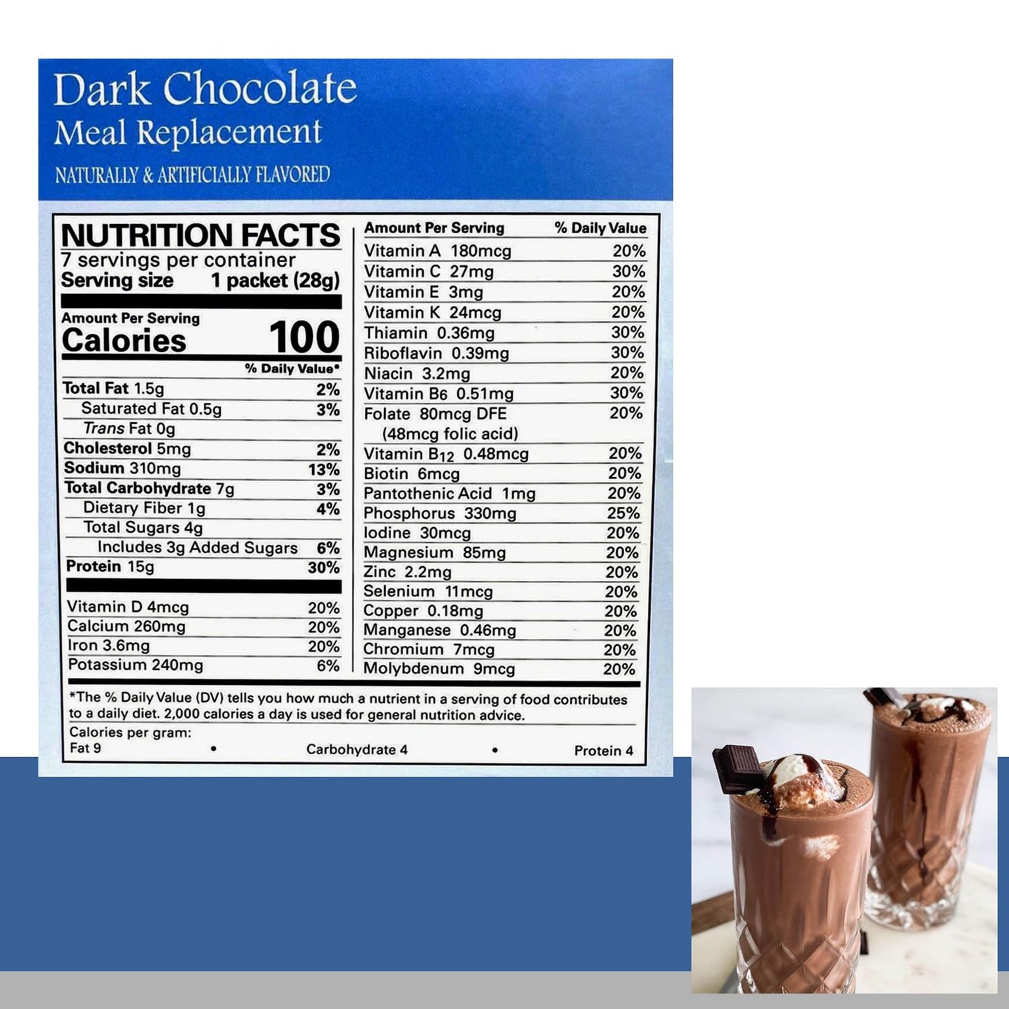 BestMed Weight Loss Dark Chocolate Pudding/Shake Mix - 7/Box | Gluten Free, KETO Friendly, Low Calorie, Low Carb, Vitamin Fortified, Meal Replacement