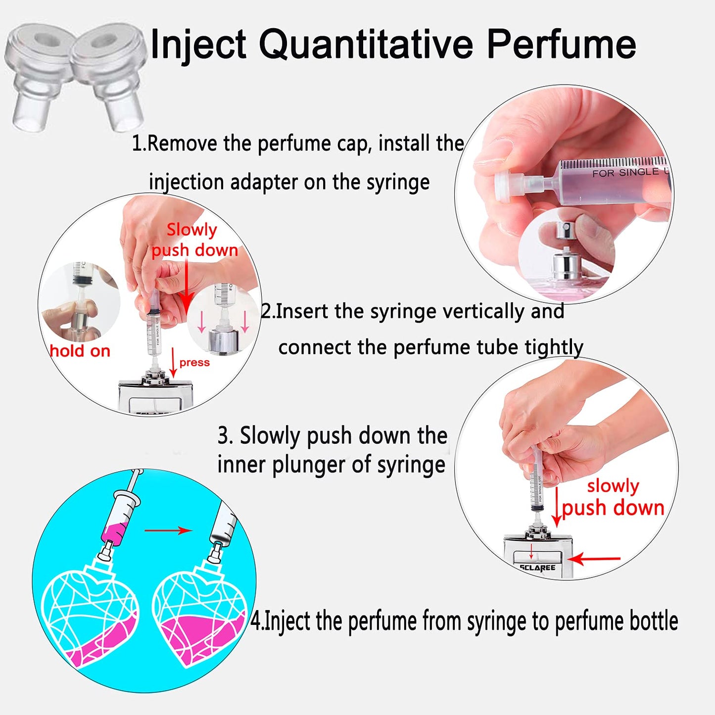 MUB Perfume Refill Pump Tools, Perfume Dispenser with Adapter Tools for Perfumes Transfer to empty bottles, Include 2 Syringe for Replacement