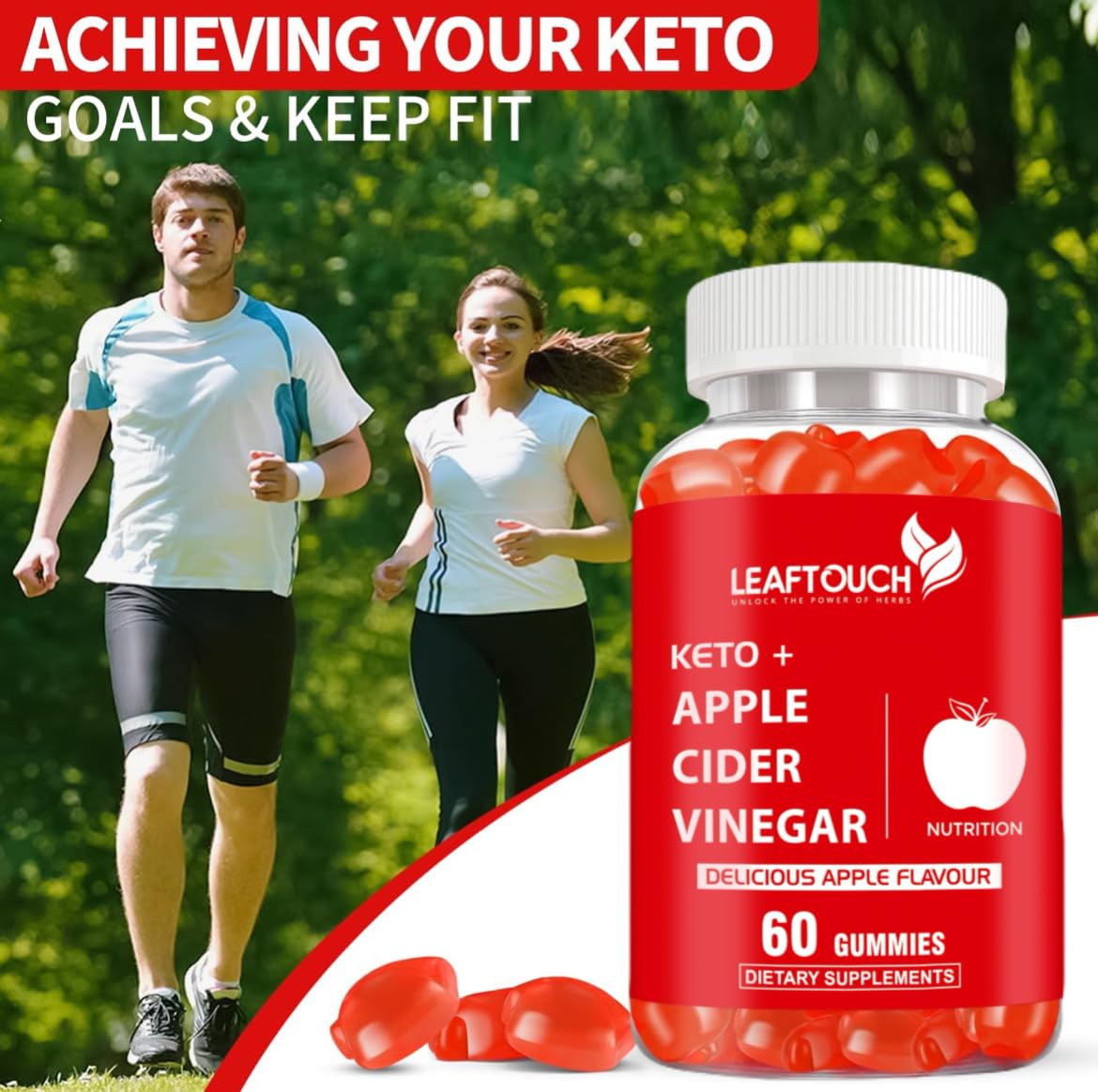 LEAFTOUCH-UNLOCK THE POWER OF HERBS Apple Cider Vinegar Gummies | 60 Count | ACV Supplement | Apple Flavor | Non-GMO, Gluten Free Gummies | Individually Wrapped 60 Gummies