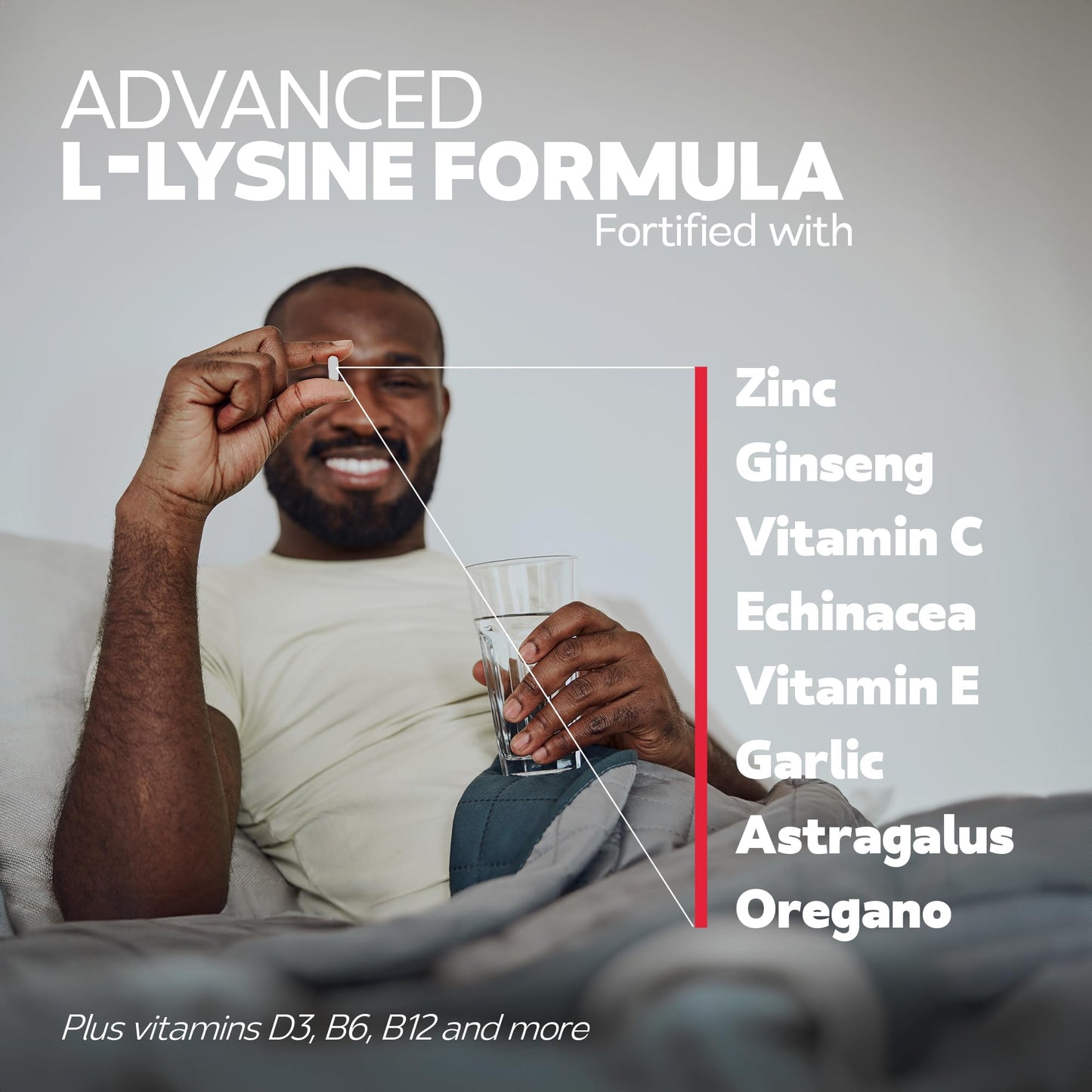 Advanced Lysine Immune Boost 975 mg with Zinc, Echinacea, Vitamin C - Maximum Immune Support Supplement - Lysine Outbreak Support Pills for Adults - 120 ct