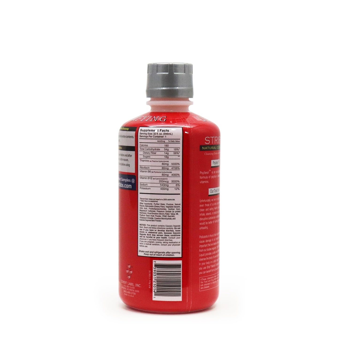 Wellgenix Strip NC Herbal Cleanse Detox Drink, Fast-Acting Body Detox, 32 Fl Oz, Premium Detoxifier for Quick Flush Toxin Removal, Extreme Cleanse Detox, Fruit Punch Liquid