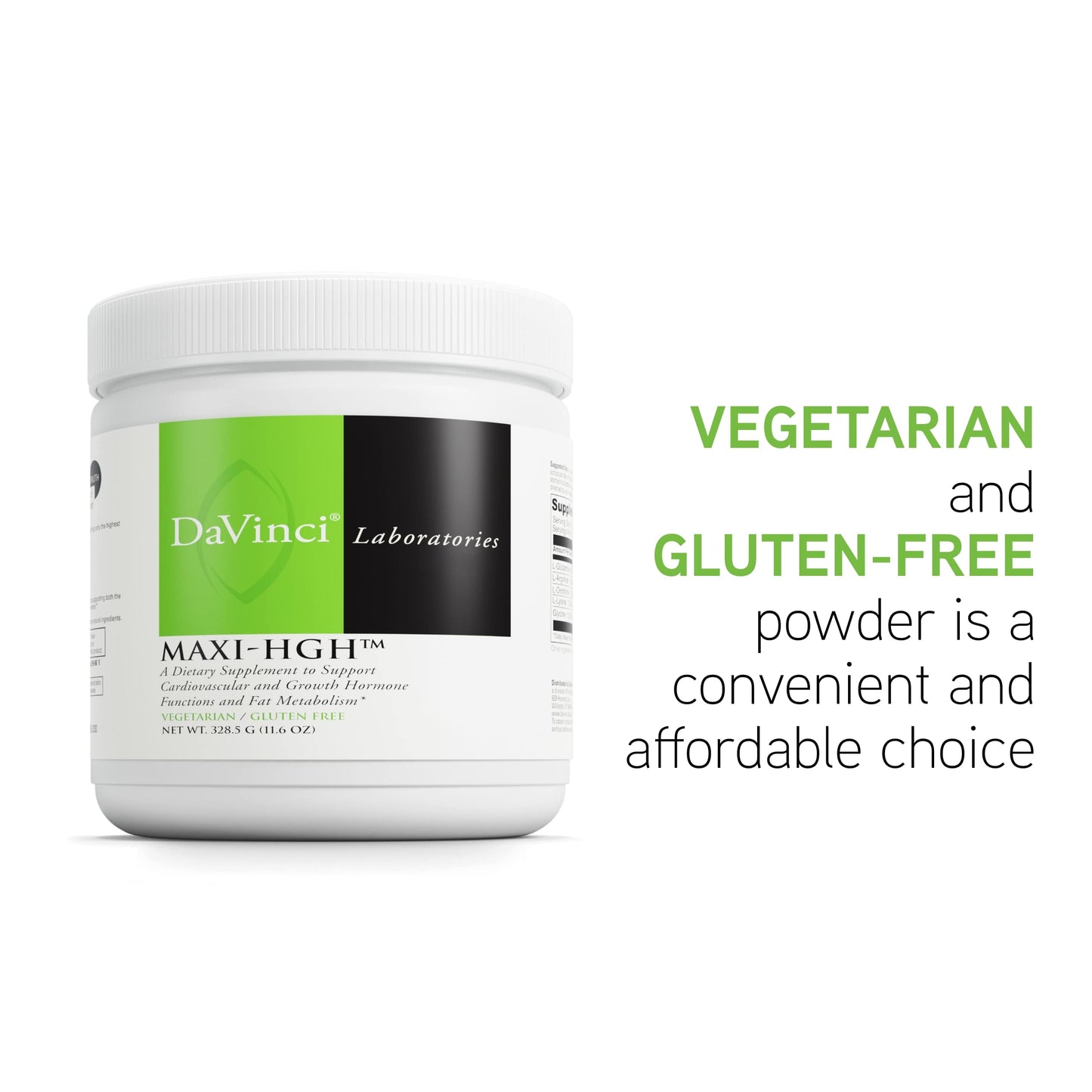 DAVINCI Labs Maxi-HGH - Amino Acid Supplement to Support Cardiovascular System, Muscle Recovery and Human Growth Hormone Release - Gluten-Free - Vegetarian - 328.5 g Powder