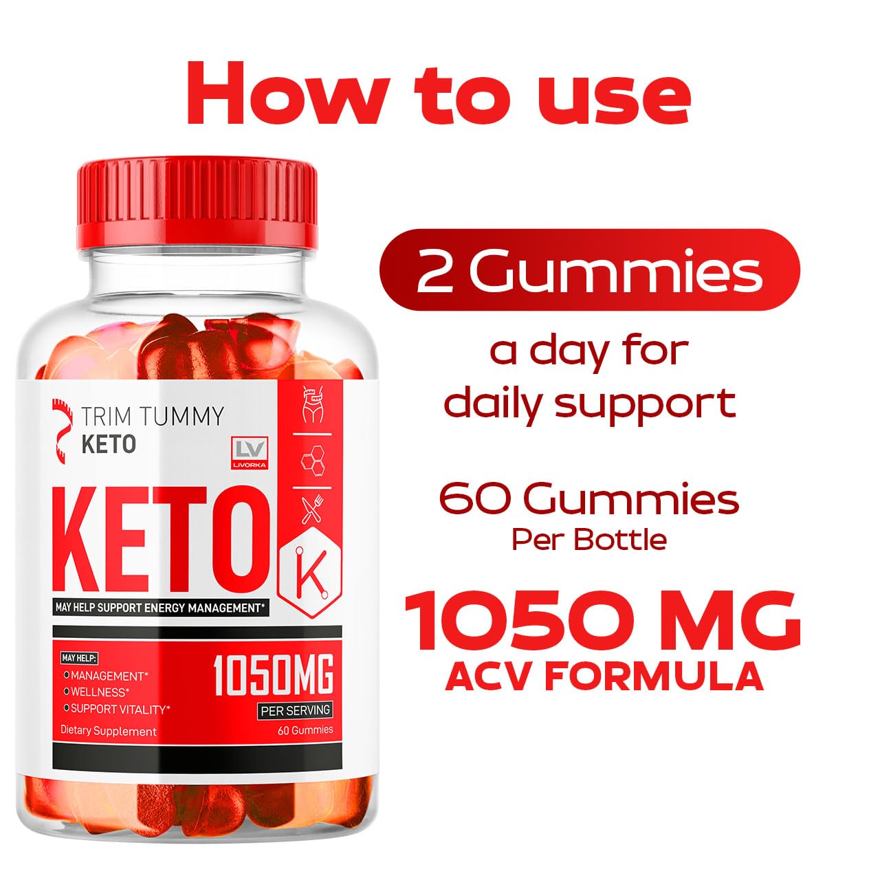 (2 Pack) Trim Tummy Keto ACV Weight Loss Gummies, Trim Tummy Keto ACV Gummies 1050MG, Trim Tummy Keto, Trim Tummy Keto Extreme ACV Gummies, Trim Tummy Gummies - Keto Apple Cider Vinegar for 2 Months