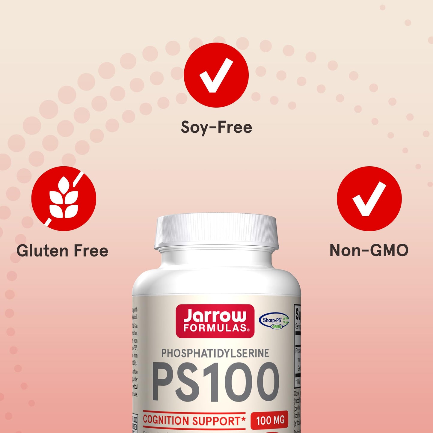Jarrow Formulas PS100 Phosphatidylserine 100 mg, Dietary Supplement for Brain Health and Cognition Support, 60 Softgels, 20-60 Day Supply