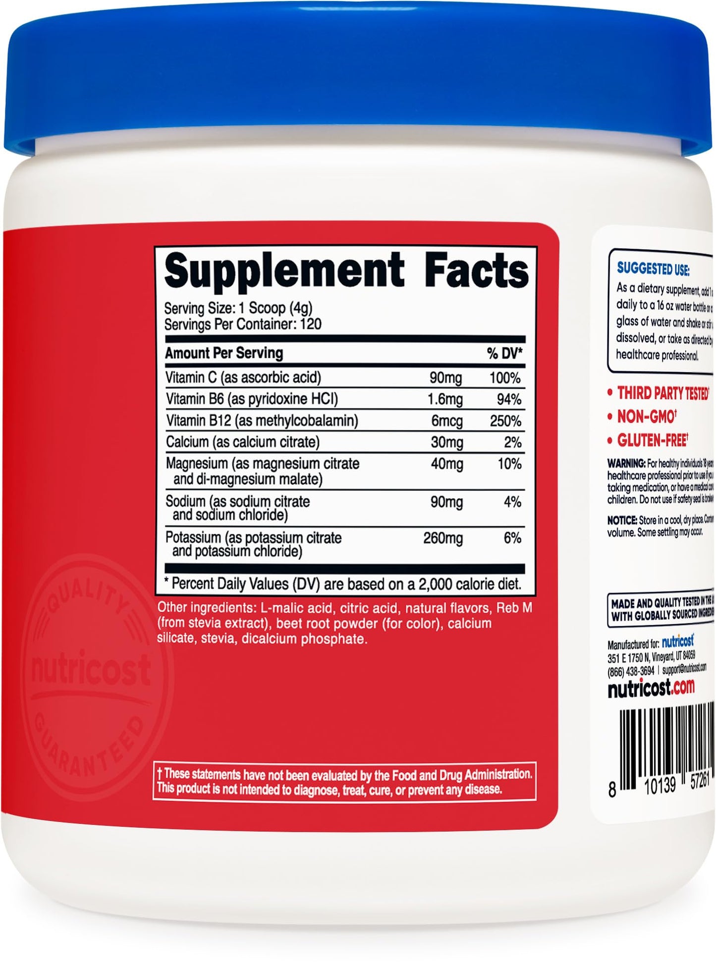 Nutricost Electrolyte Complex Powder (120 Servings, Fruit Punch) - Hydration Supplement Drink Mix with Vitamins and Minerals