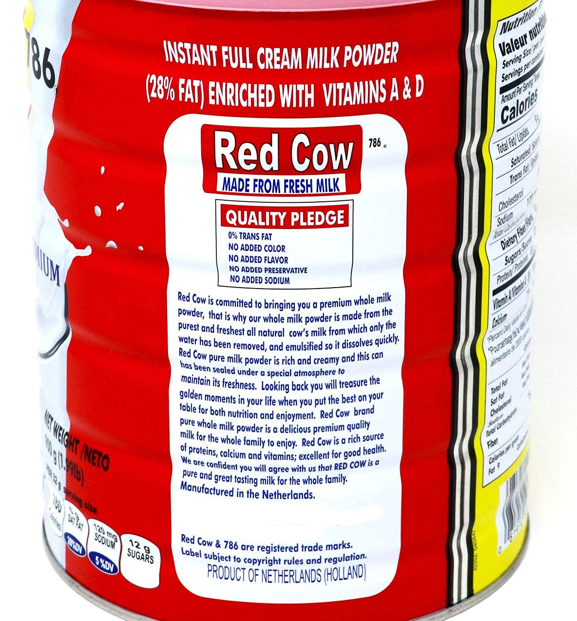 Red Cow Full Cream Milk Powder 900g Made from Fresh Milk Dutch Premium Product of Netherlands