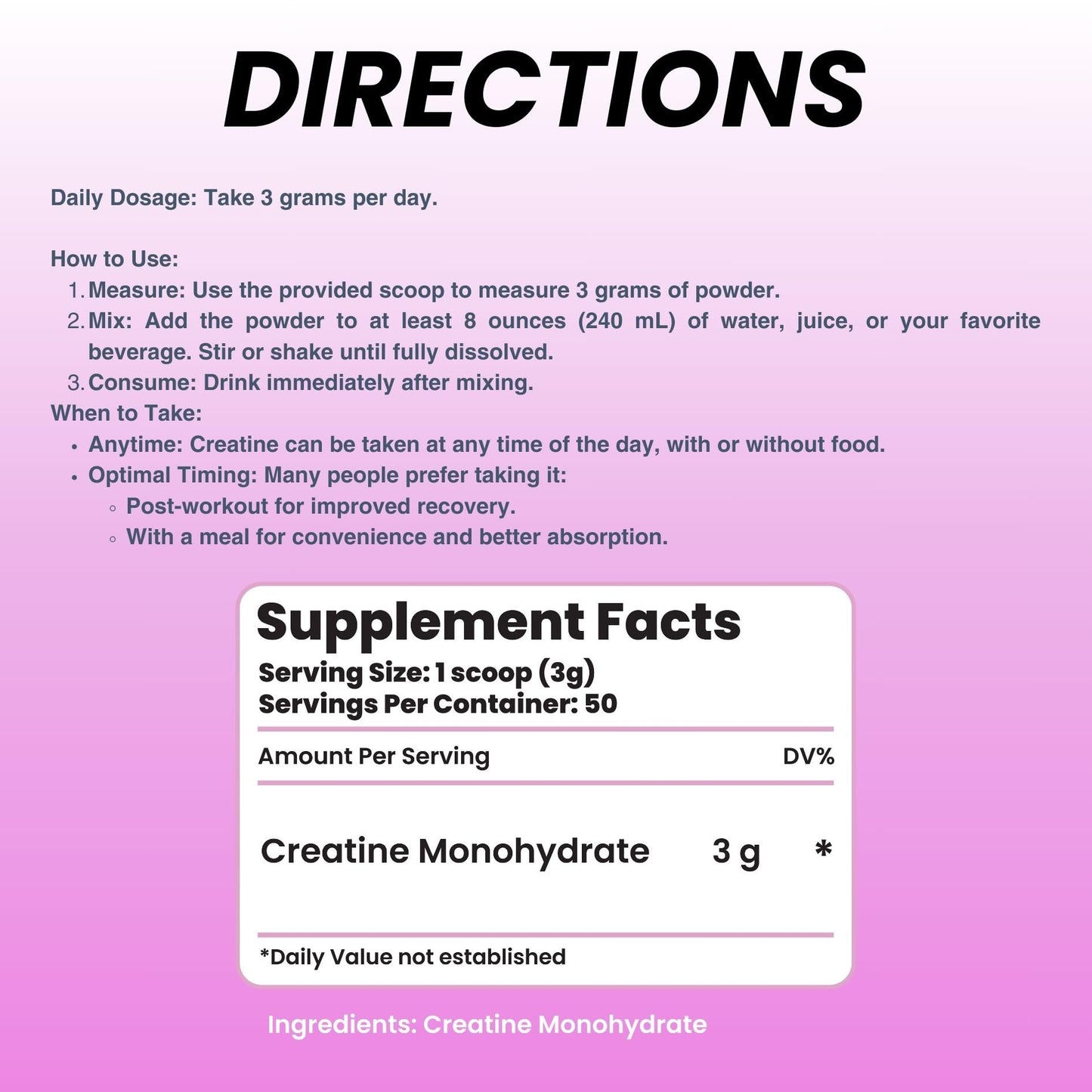 The Good Intentions Club Creatine Monohydrate for Women - Unflavored - 50 Servings - Muscle Builder for Women