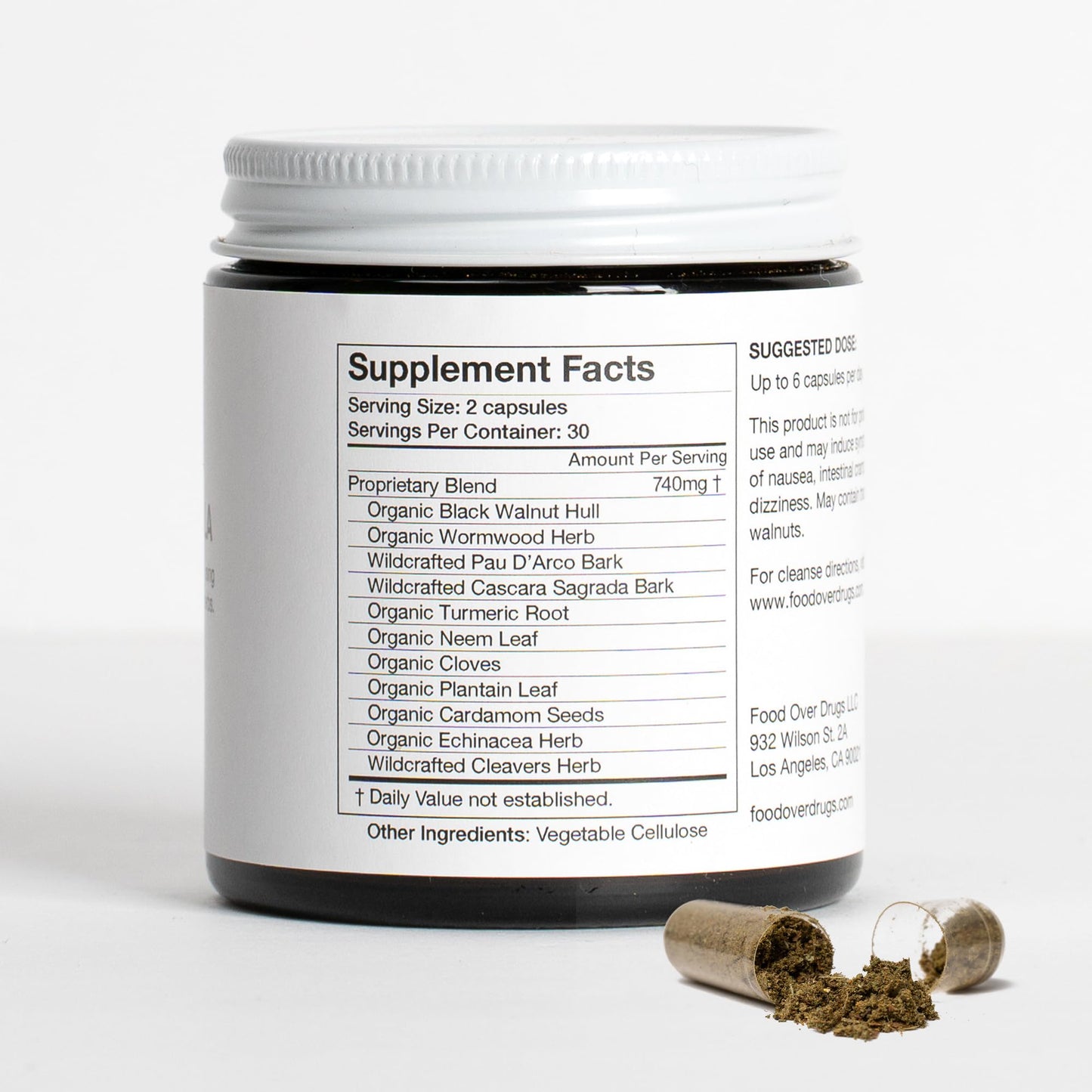 Food Over Drugs Parasite Formula - Full Spectrum Herbal Detox for Humans - 60 ct - Natural Detox & Complete Body Cleanse