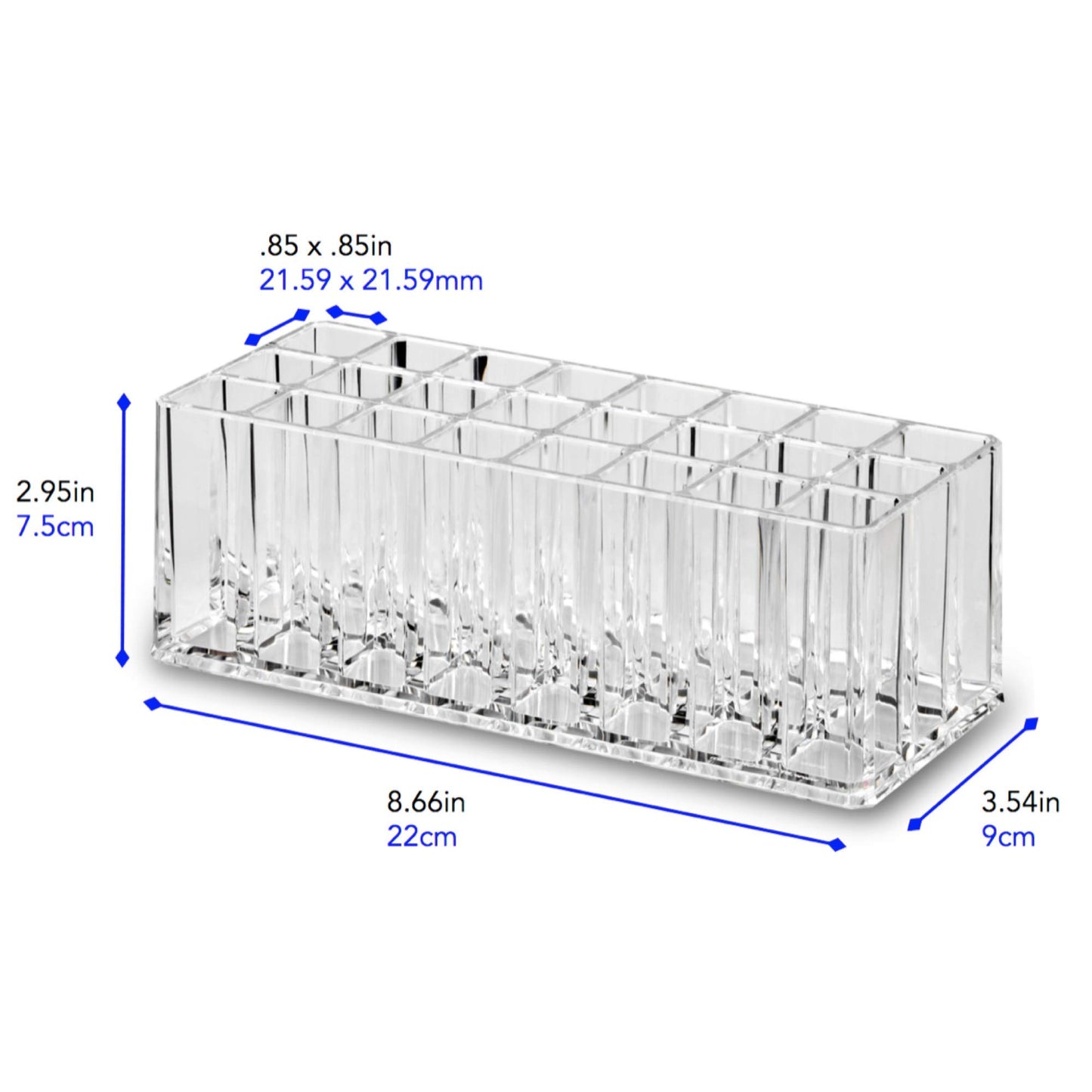 BY ALEGORY Acrylic Rollerball Perfume Organizer Beauty Scent Holder 24 Space Organization Refillable Container Tall Scented Oil Storage Display Case