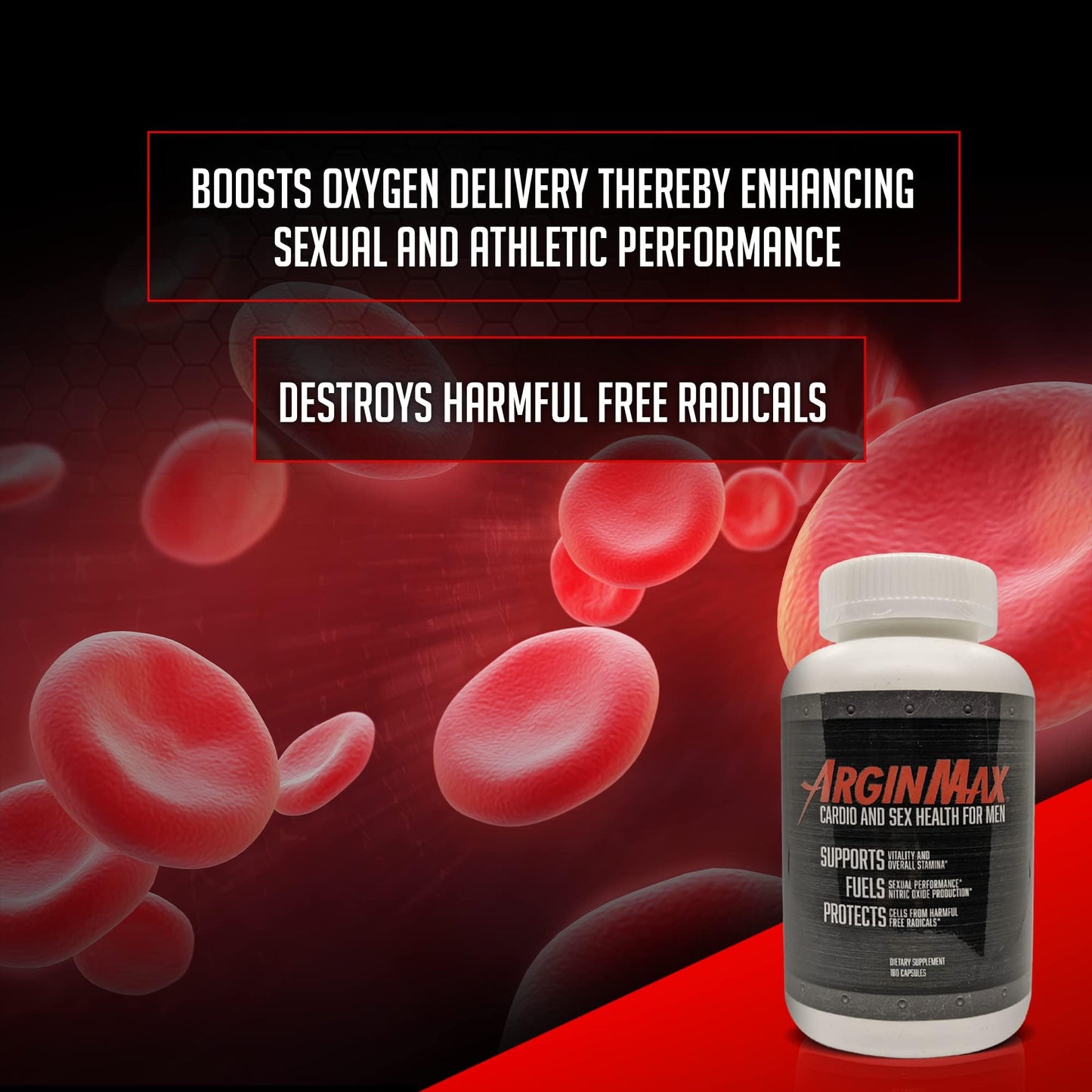ArginMax L Arginine Nitric Oxide Supplement for Men - Oxygen & Blood Flow Support, Non GMO Nitric Oxide Booster - Larginine Supplements with Ginseng, Nitric Oxide Supplements for Men - 180 Capsules