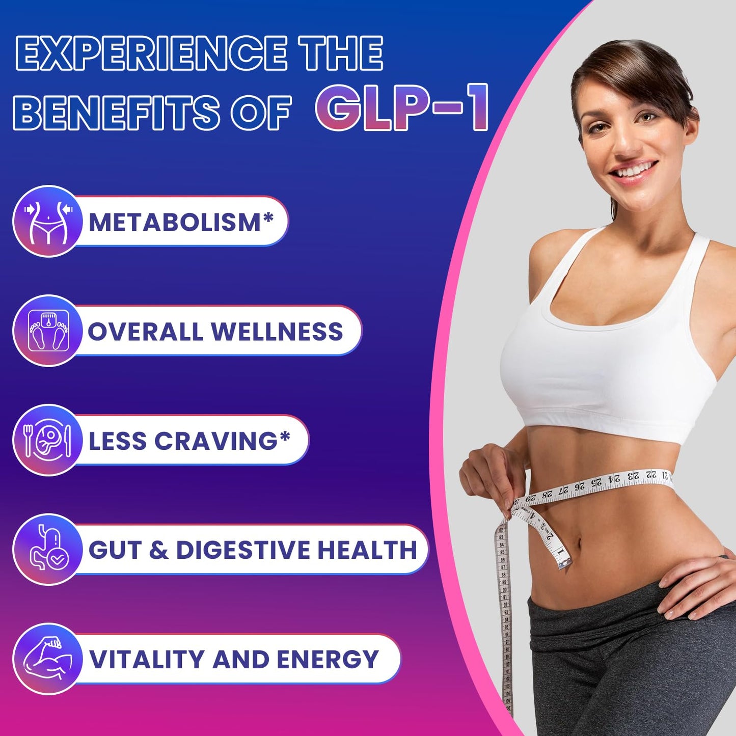 GLP-1 Supplement Support, GLP Activate Natural Formula, GLP-1 Supplement for Metabolic, Energy, GLP-1 Support, Take Before Meal (60 Capsules)