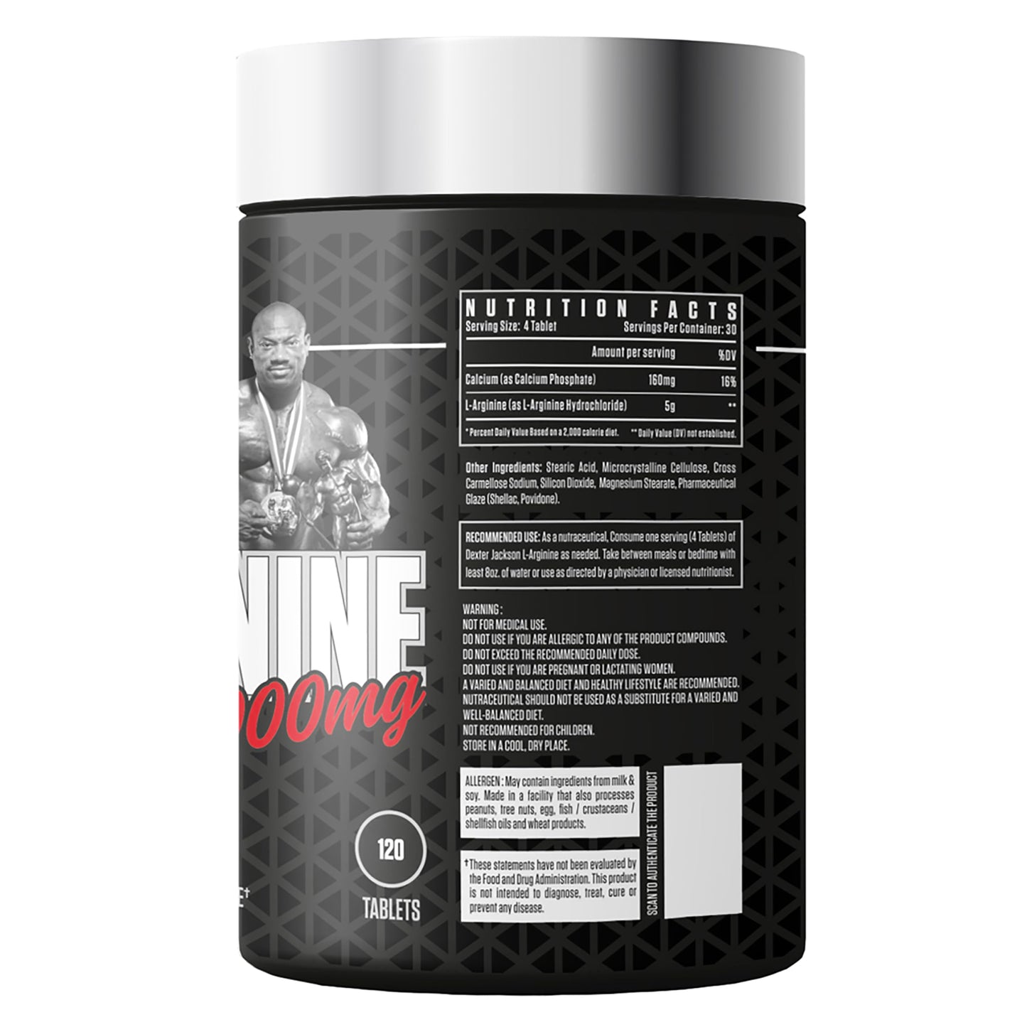 DEXTER JACKSON Black Series L-Arginine - 5000MG | Health Supplement, Muscle Pump | 120 Tablets, 30 Servings