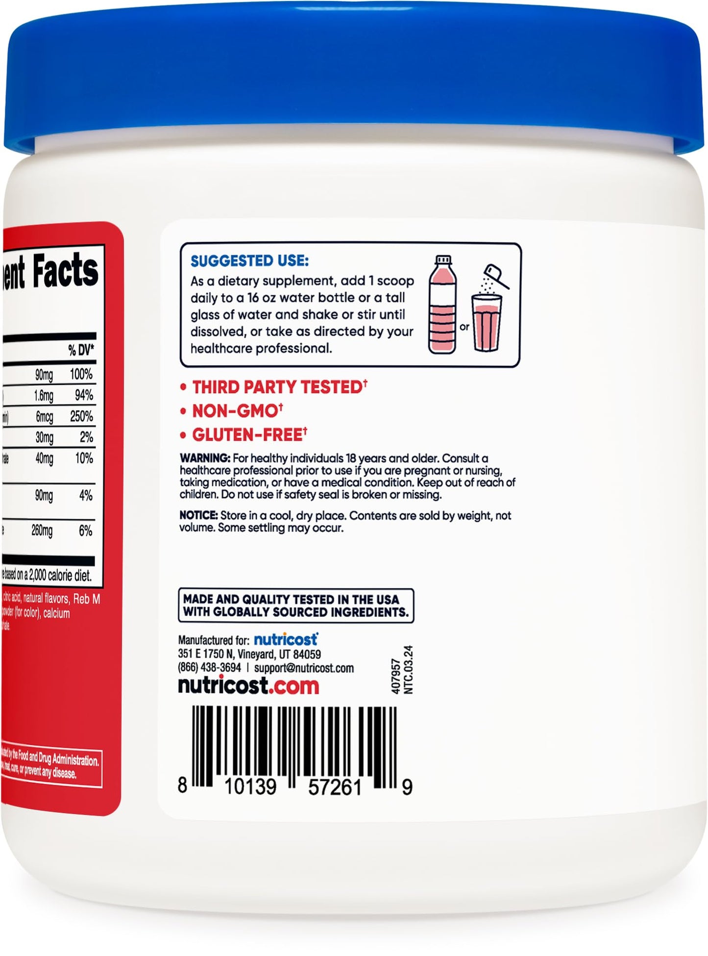 Nutricost Electrolyte Complex Powder (120 Servings, Fruit Punch) - Hydration Supplement Drink Mix with Vitamins and Minerals