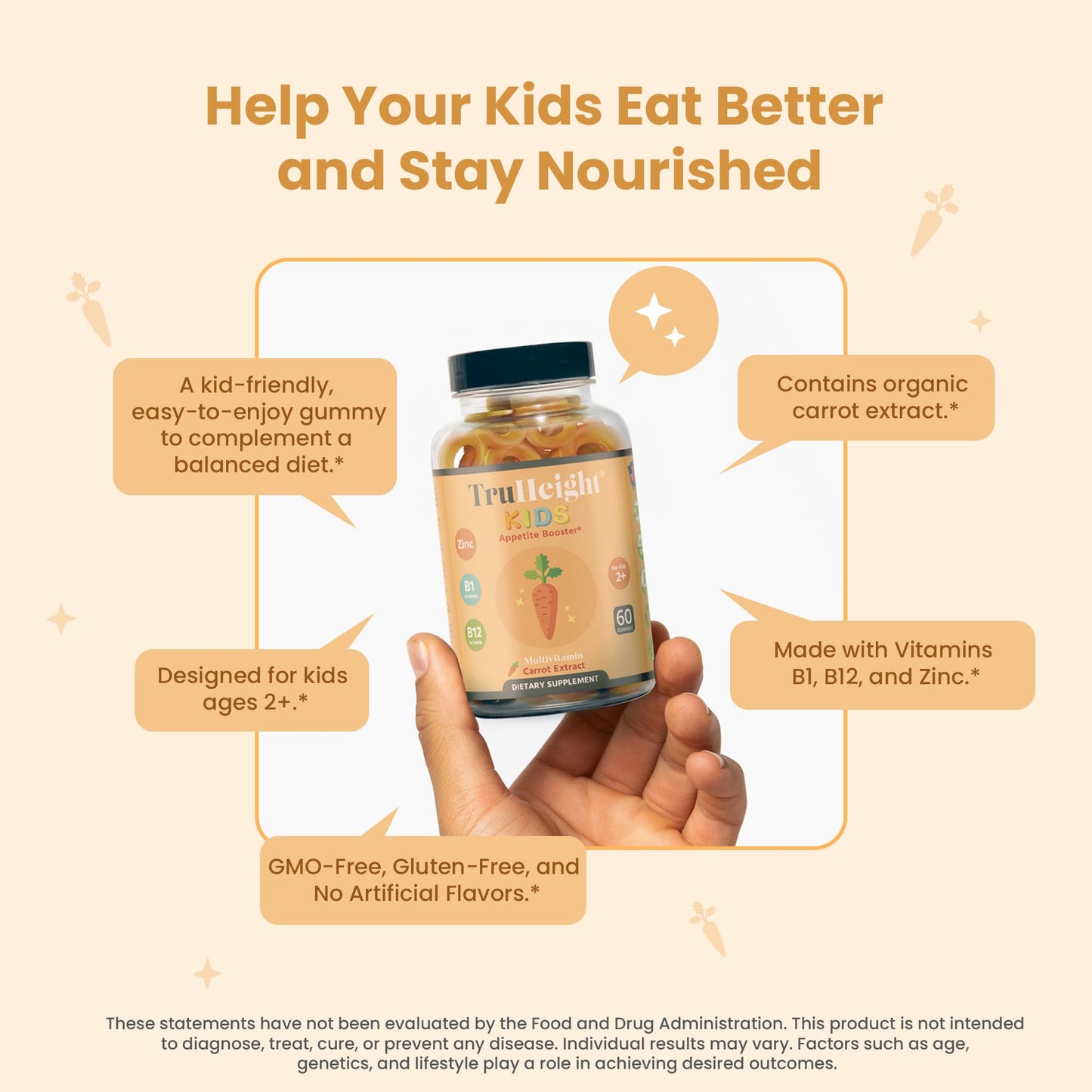 TruHeight Kids Appetite Booster Gummies (Ages 2+) All Natural Toddler, Kids & Teens Appetite Stimulant to Eat More - Weight Gain Supplements - Vitamins for Underweight Children - Picky Eater Vitamin