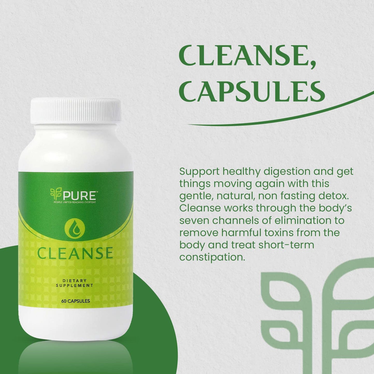 PURE Live Cleanse | Vegan Formula for Better Digestion & Encourages Gut Health - Non-GMO - 60 Capsules